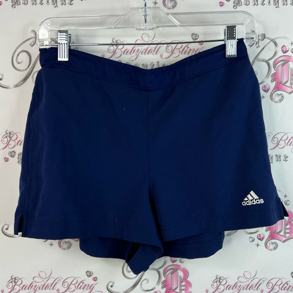 Adidas shorts stripes white sporty Women's Dark Blue Athletic Shorts